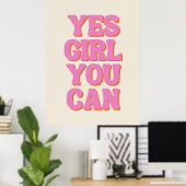 Ja Mädchen Du Kannst, Mädchen Zitat Poster (Heimbüro)