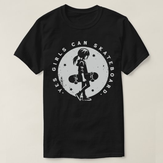 Ja Mädchen können Skateboard 1 T-Shirt (Design vorne)