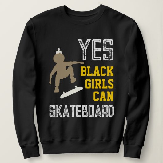 JA MÄDCHEN KÖNNEN SKATEBOARD Cooles Afro Skater Gi Sweatshirt (Design vorne)