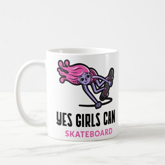 Ja Mädchen können Skateboard fahren Kaffeetasse (Links)
