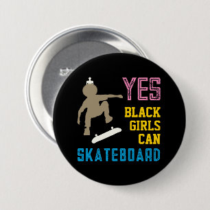 JA MÄDCHEN KÖNNEN SKATEBOARD Retro Black Skater Gi Button