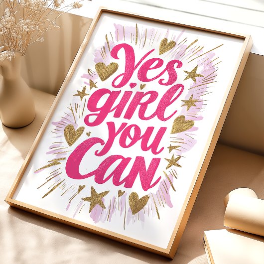 Ja Mädchen Sie können: Inspiration Art Print Poster