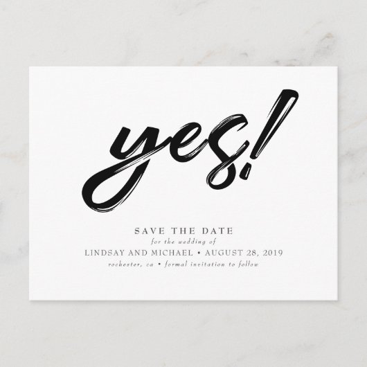 Ja! Modern Save the Date und sonnig Postkarte (Vorderseite)