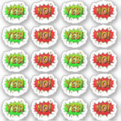 Ja Nein Pop Art Yellow Green Burning on 4" Vinyl Aufkleber (Vorderseite)