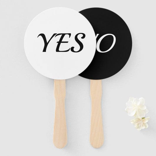 Ja Nein Schwarz und Weiß Minimalistisch einfach Fächer (Vorne und Hinten)