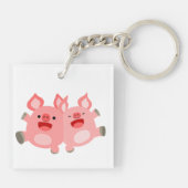 JA! Niedlicher Cartoon Schweine Akryllischer Schlü Schlüsselanhänger (Rückseite)