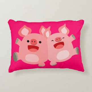 JA! Niedlicher Cartoon Schweine Akzente Pilze Zierkissen