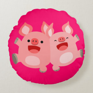 JA! Niedlicher Cartoon Schweine Rundpilz Rundes Kissen