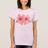 JA! Niedlicher Cartoon Schweine T - Shirt Frauen (Vorderseite)