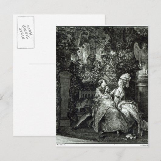 Ja oder nein? 1781, Gravur von N. Thomas Postkarte (Vorne/Hinten)