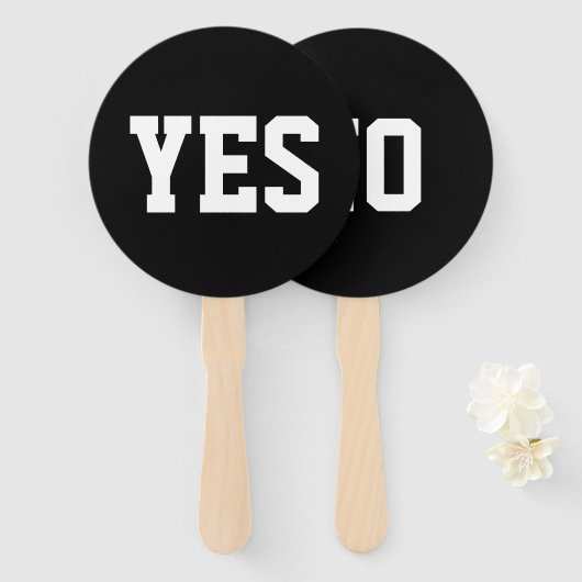 Ja oder Nein, Schwarzweiß-Weiß-Typografie Fächer (Vorne und Hinten)