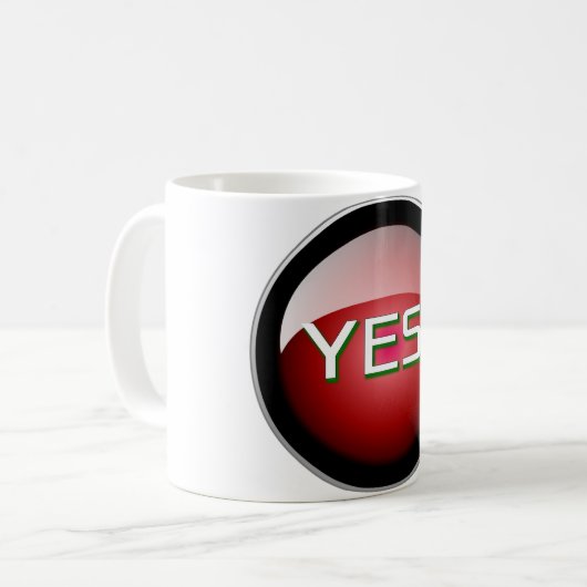 JA! Power Button - Red Gloss Edition Kaffeetasse (Vorderseite Links)