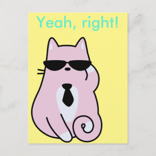 Ja, richtig! - Coole rosa Katzenkarte Postkarte