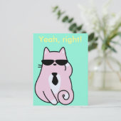 Ja, richtig! - Coole rosa Katzenkarte Postkarte (Stehend Vorderseite)