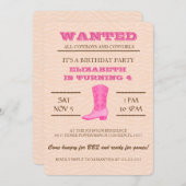 JA! Rosa Cowgirl Geburtstagsparty Einladung (Vorne/Hinten)