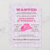 JA! Rosa Cowgirl Geburtstagsparty Einladung (Vorne/Hinten)