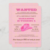 JA! Rosa Cowgirl Geburtstagsparty Einladung (Vorne/Hinten)