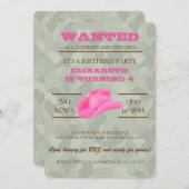 JA! Rosa Cowgirl Geburtstagsparty Einladung (Vorne/Hinten)