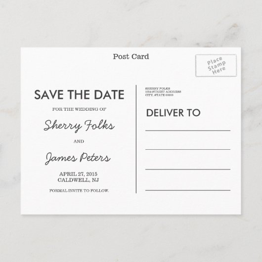 Ja. Save the Date Postkarte (Rückseite)