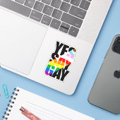 JA SAY GAY AUFKLEBER (Laptop mit iPhone)