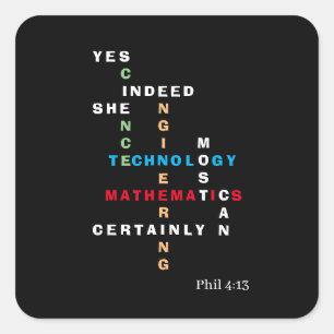 JA, SIE KANN Motivierend STEM Quadratischer Aufkleber