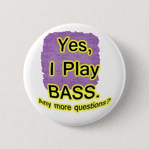 Ja spiele ich schwarzes Text-Gelb-Bass-Glühen Button