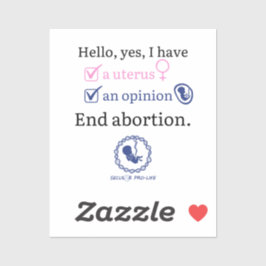 ja uterus, ja meinung aufkleber