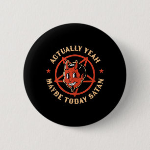 Ja vielleicht Satan Retro Vintage Halloween Goth Button