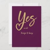 Ja We Do plum Gold Hochzeit speichern Sie das Datu (Rückseite)