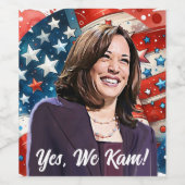 Ja, wir Kam! | Kamala Harris 2024 für Präsident Weinetikett (Einzelnes Label)