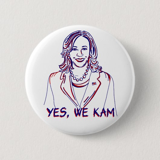 Ja, wir Kam! Kamala Harris 2024 Wahl Button (Vorderseite)