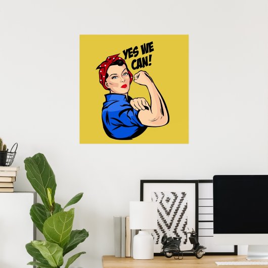 Ja Wir können das Riveter Aufkleber-Kissen-Shirt R Poster (Heimbüro)