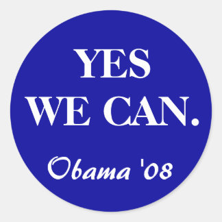 JA, WIR KÖNNEN. Obama '08 Runder Aufkleber