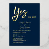 Ja Wir machen blaue Goldhochzeit Folieneinladung (Vorderseite)