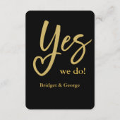 Ja, wir machen eine elegante Black Gold Hochzeit Begleitkarte (Rückseite)