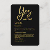 Ja, wir machen eine elegante Black Gold Hochzeit Begleitkarte (Vorderseite)