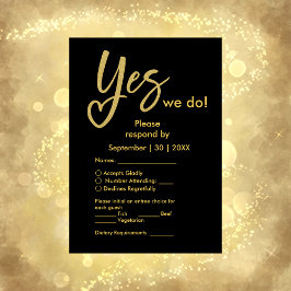 Ja, wir machen eine elegante Black Gold Hochzeit RSVP Karte