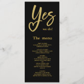 Ja Wir machen elegantes Black Gold Hochzeitsmenü Programm (Vorderseite)