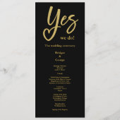 Ja Wir machen elegantes Black Gold Hochzeitsmenü Programm (Rückseite)