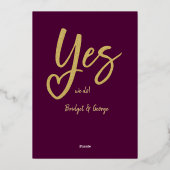 Ja Wir machen Pflaumengolden Hochzeit speichern Si Folieneinladung (Rückseite)