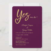 Ja Wir machen Pflaumengoldhochzeit Einladung (Vorderseite)