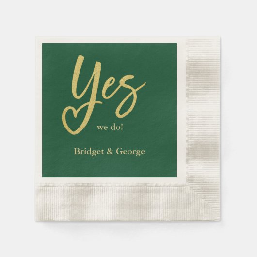 Ja Wir machen Smaragdgrüne Goldhochzeit Serviette (Vorderseite)