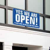 Ja, wir sind offen kommen in blau signiert banner (Äußeres Gebäude)