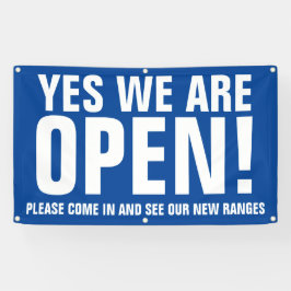 Ja, wir sind offen kommen in blau signiert banner