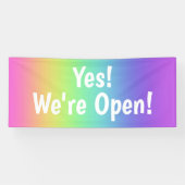Ja! Wir sind offen! Regenbogenbanner Banner (Horizontal)