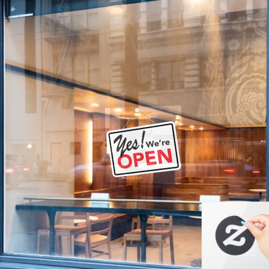 Ja Wir sind Open Business Shop Café Fensteraufkleber (Café-Fenster)