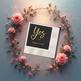 Ja, wir tun Schwarzes Gold Hochzeit Serviette