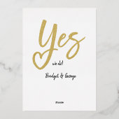 Ja Wir tun weiße Goldhochzeit speichern das Datum Folieneinladung (Rückseite)