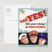 Ja zu Briefmarke des Krieges Postkarte (Vorne/Hinten)