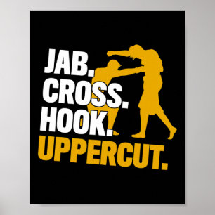 Jab Cross Hook Uppercut Boxen Kickboxen Geschenk Poster